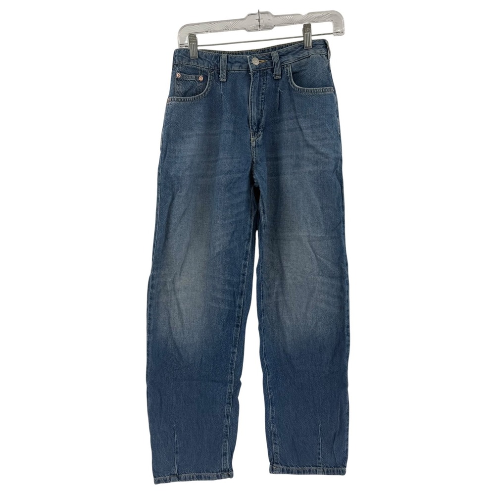 Anthropologie Pilcro The Breaker Barrel Leg Jeans Dark Wash Blue Denim 25